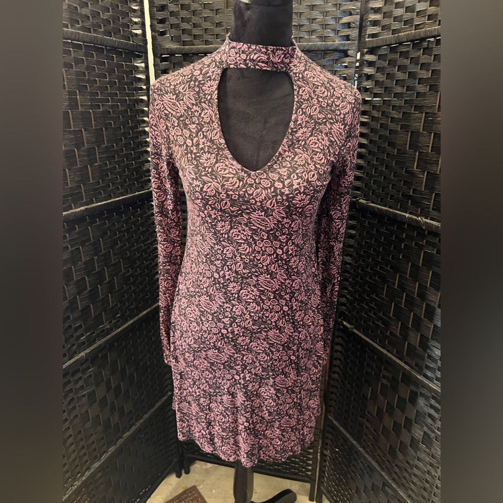 Express Floral Long Sleeve Dress - Pink